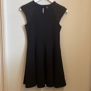 Black girls party dress with gold shoulder accent